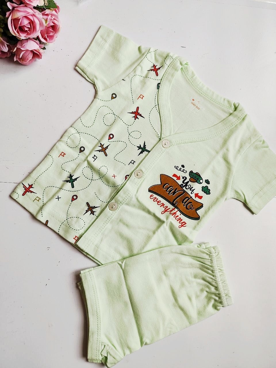 Unisex Cotton Top &amp; Bottom  Set - You can do Everything Print (0 - 3 Months) image 0