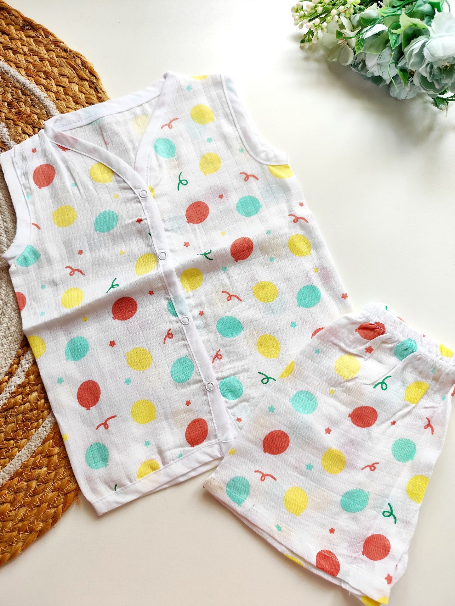 Muslin Sleeveless Co Ord - Party Balloons