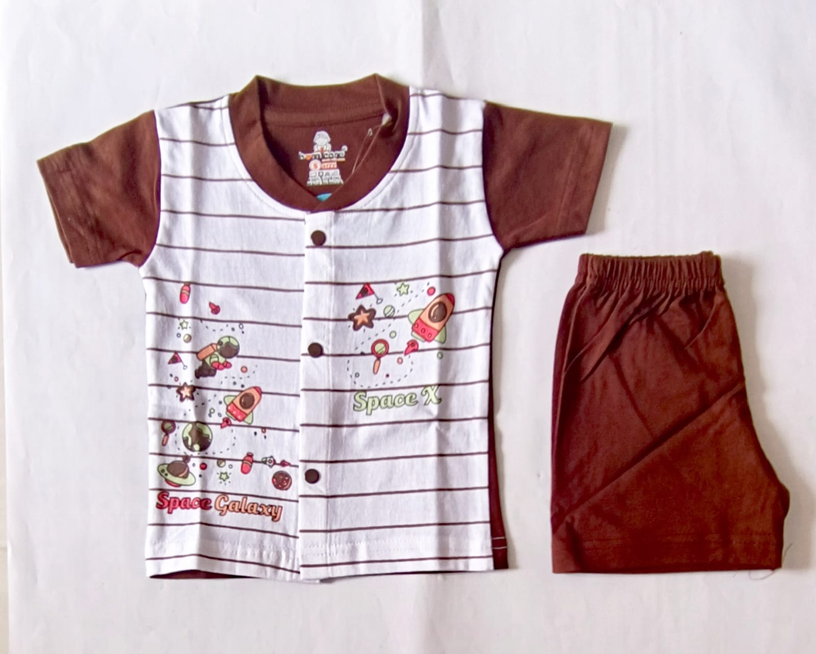 T Shirt with Trousers Set - Stripes Print - Brown, 18 - 24 M image