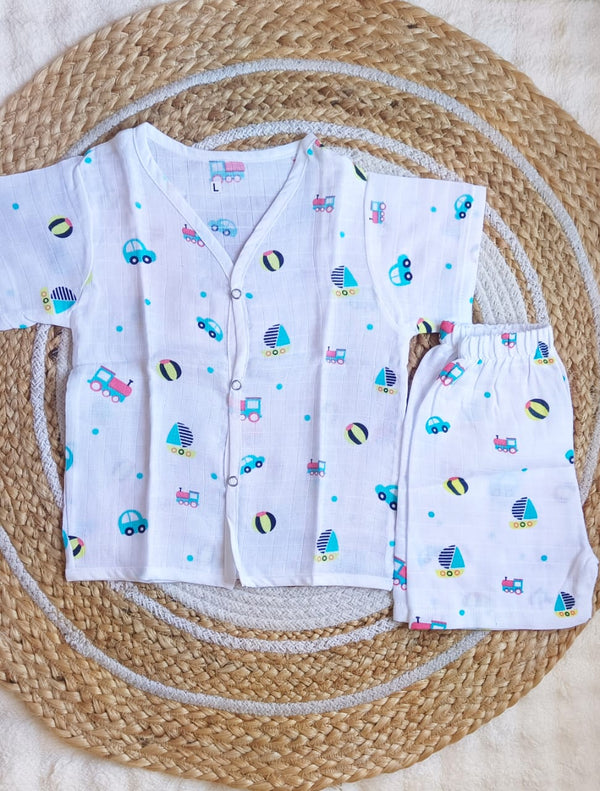 Muslin Co ord Set - Ball Print