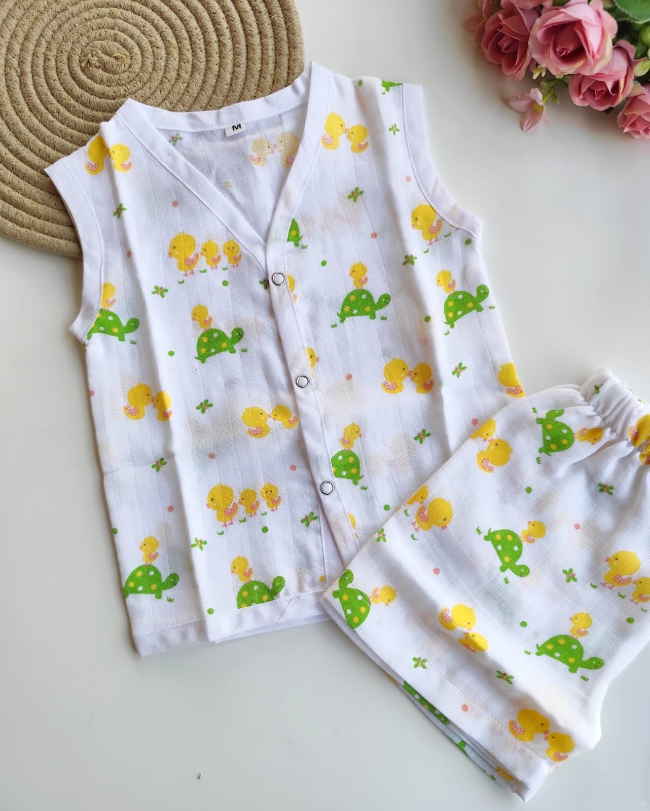 Muslin Sleeveless Co Ord Set - Tortoise