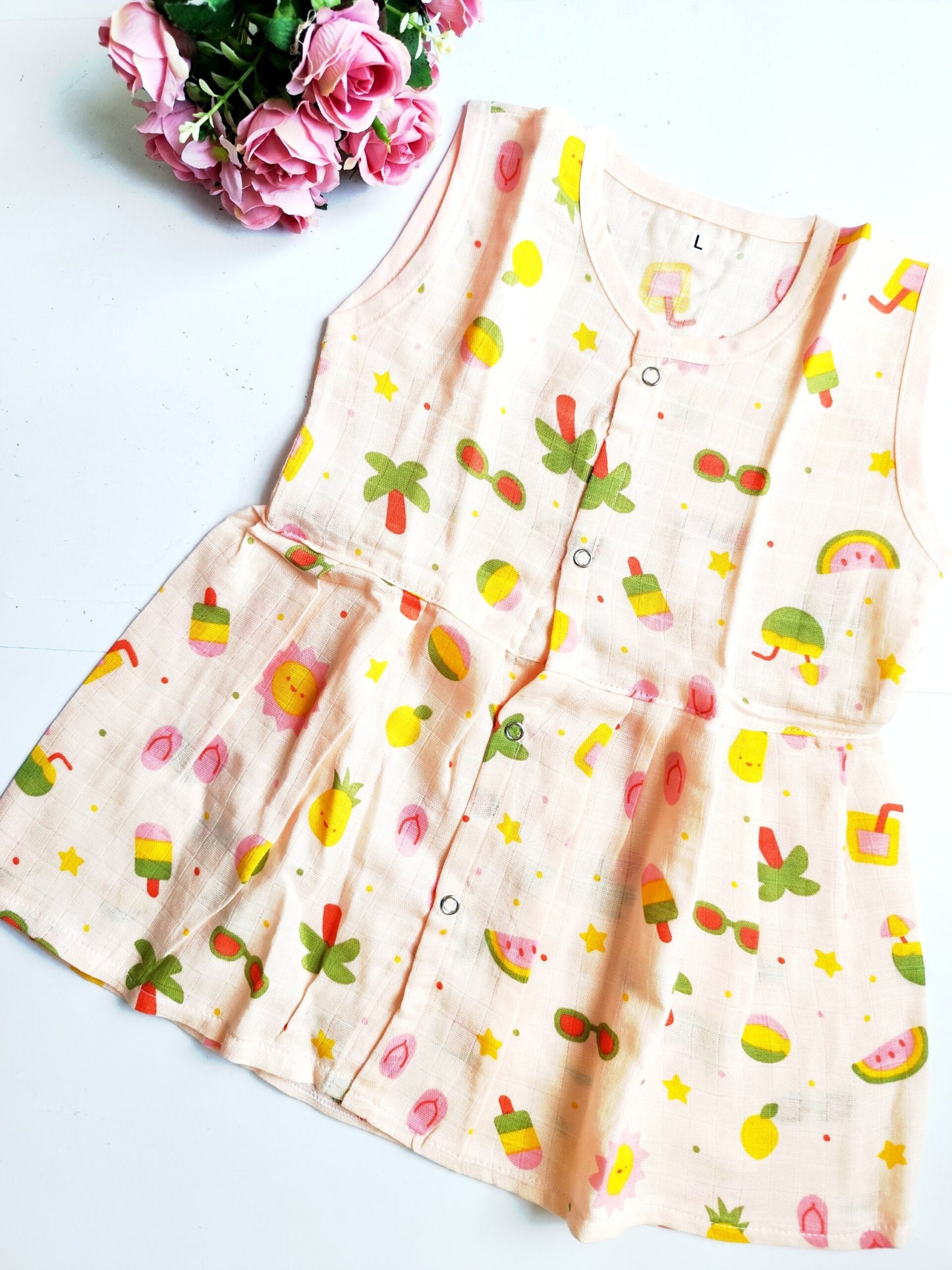 Colored Muslin Hip Cut Frocks image 0