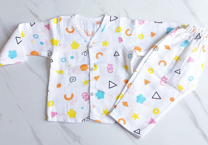 Muslin Night Suit - Geo Shapes Print image 0