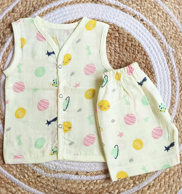 Muslin Colored Co-Ord Sets - Yellow
