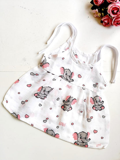 Muslin Knot Frocks (0 - 3 Months) - Elephant Print, 0 - 3 M image