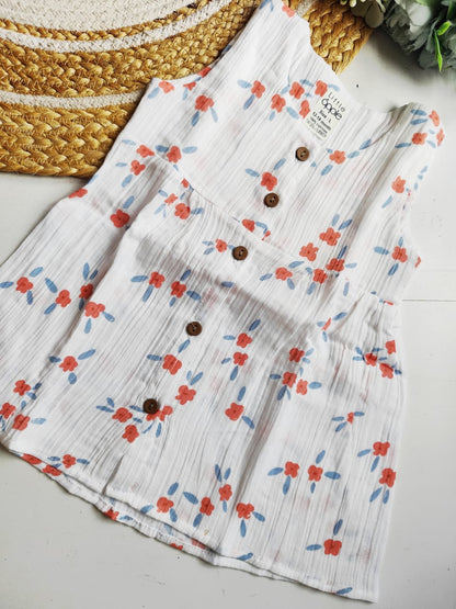 Printed Muslin Frock - Floral Print image 0