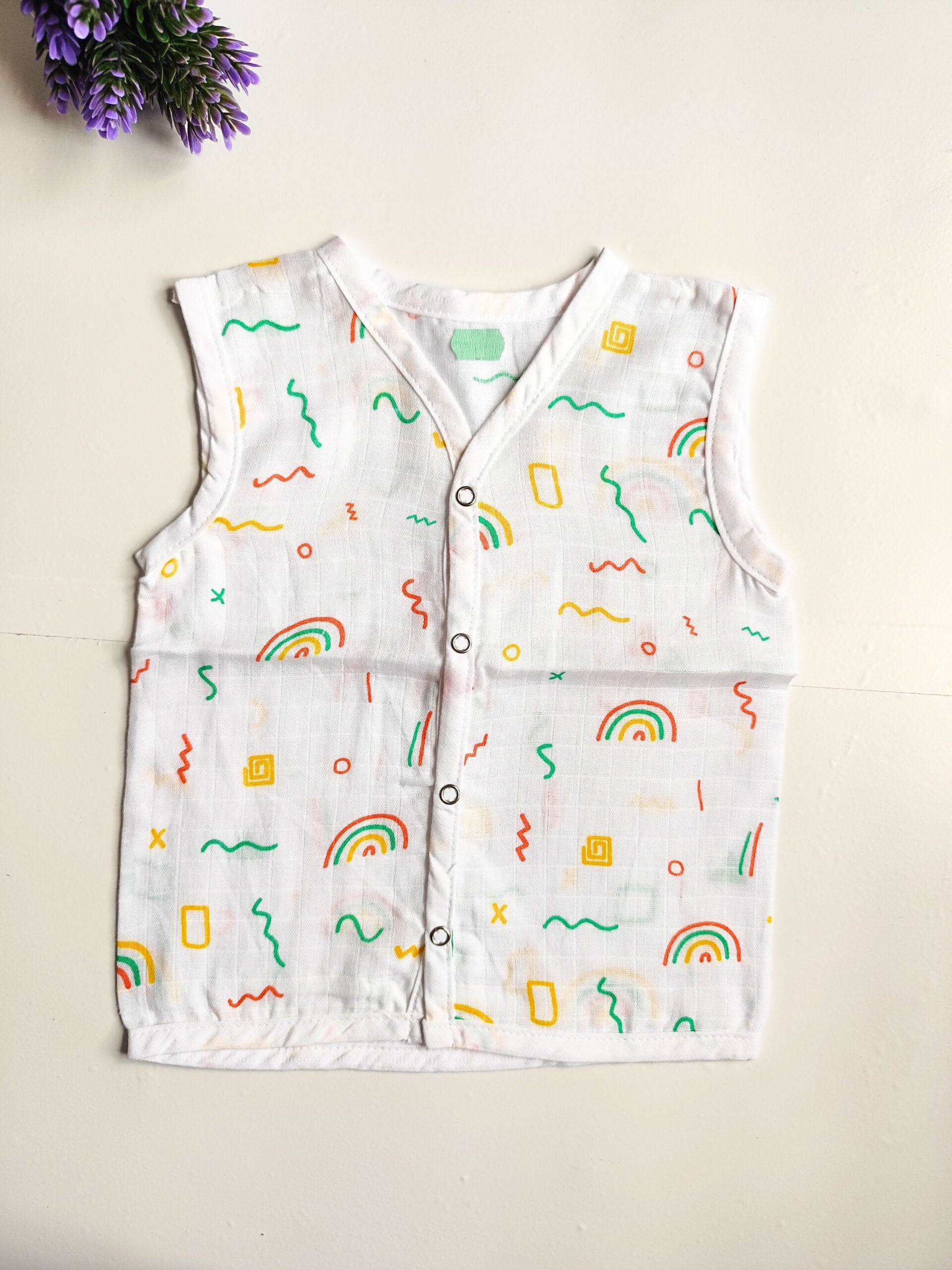 Muslin White Printed Jablas (6 - 9 Months) image 6