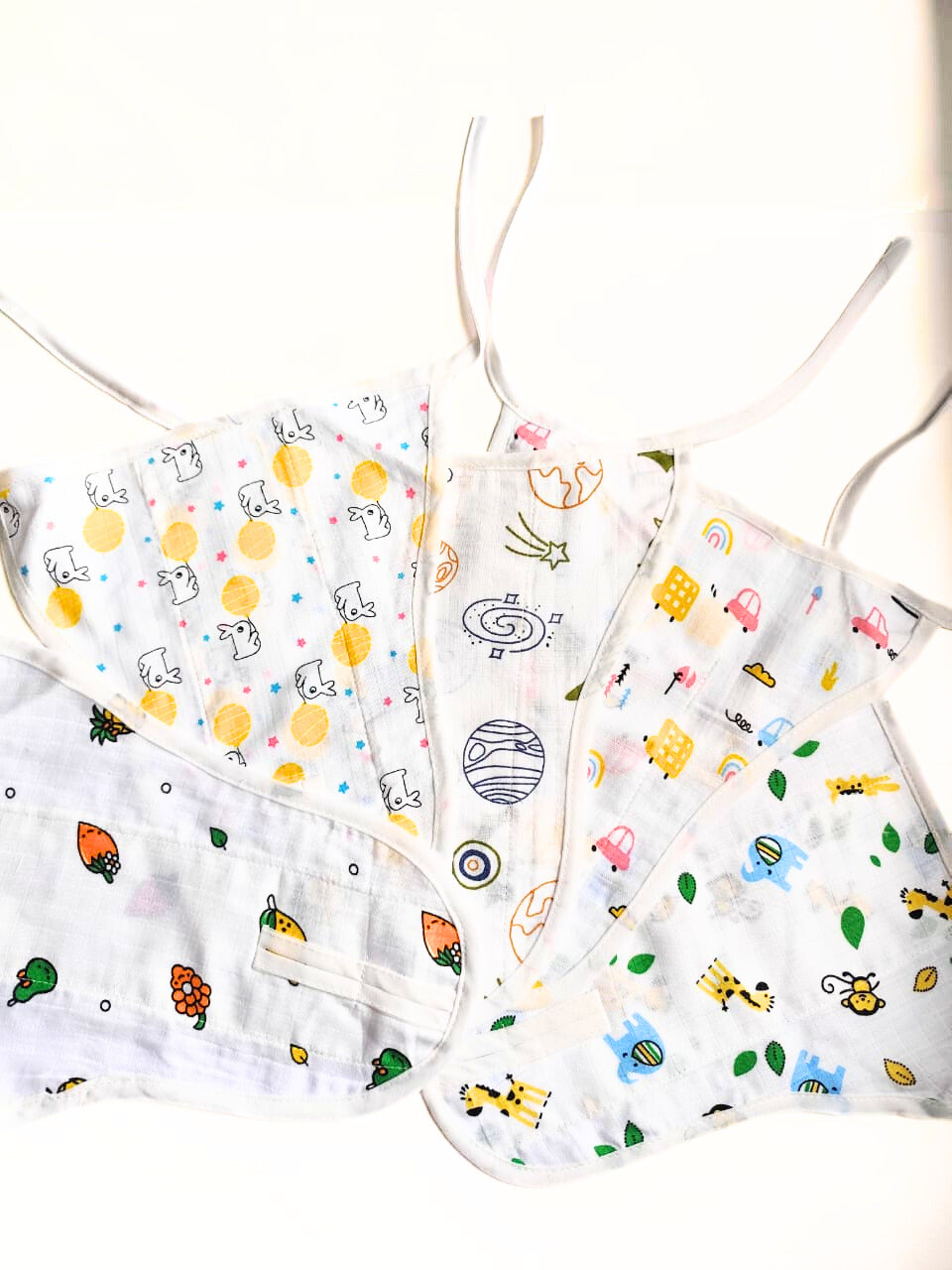 Pack of 5 Two Layered Muslin Nappies (Affordable Range) - Random Prints (0 - 3 Months) image 1