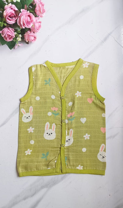 Muslin Colored Jablas - Green Bunny