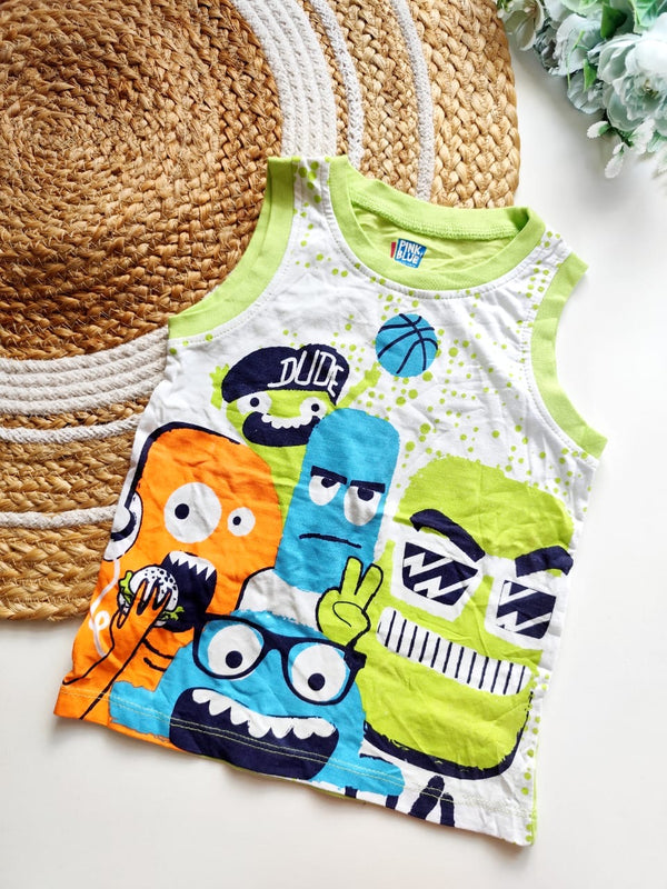 Kids Sleeveless Cotton Top - Funny Monsters