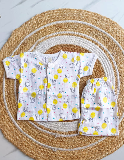 Muslin Half Sleeve Jabla Set - Rabbit Print image 0