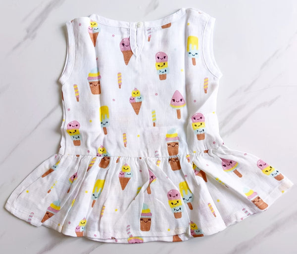 Muslin Back Button Frocks (0-6)