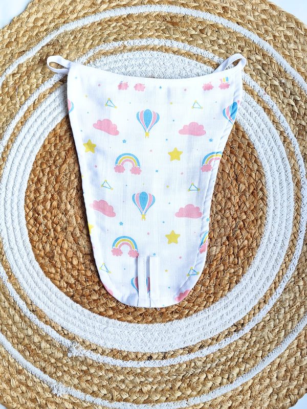 White Muslin Nappy - Rainbow Print (0 - 3 M) - 5 Layered