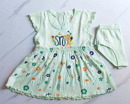 Floral Cotton Cap Sleeve Frock image 3