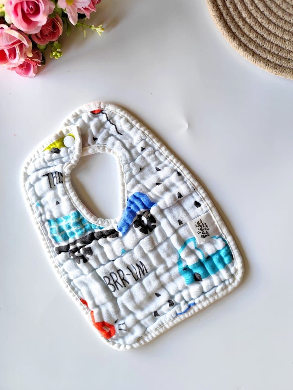 Muslin 6 Layered Crinkled Bib - Random Color/Print - Single pc