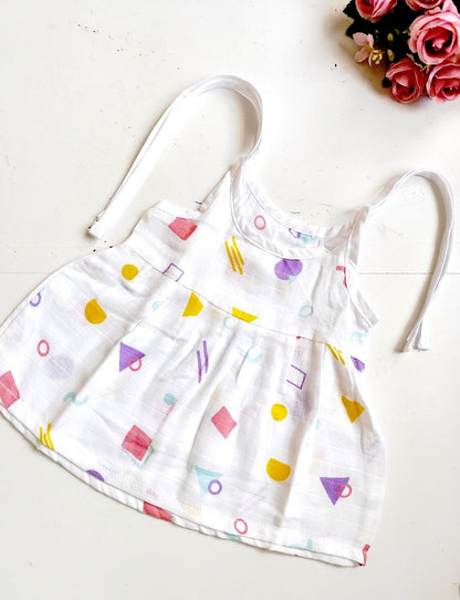 Muslin Knot Frocks (0 - 3 Months) - Geo Shapes Print, 0 - 3 M image