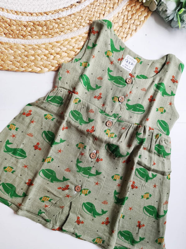 Muslin Frock - Whale Print