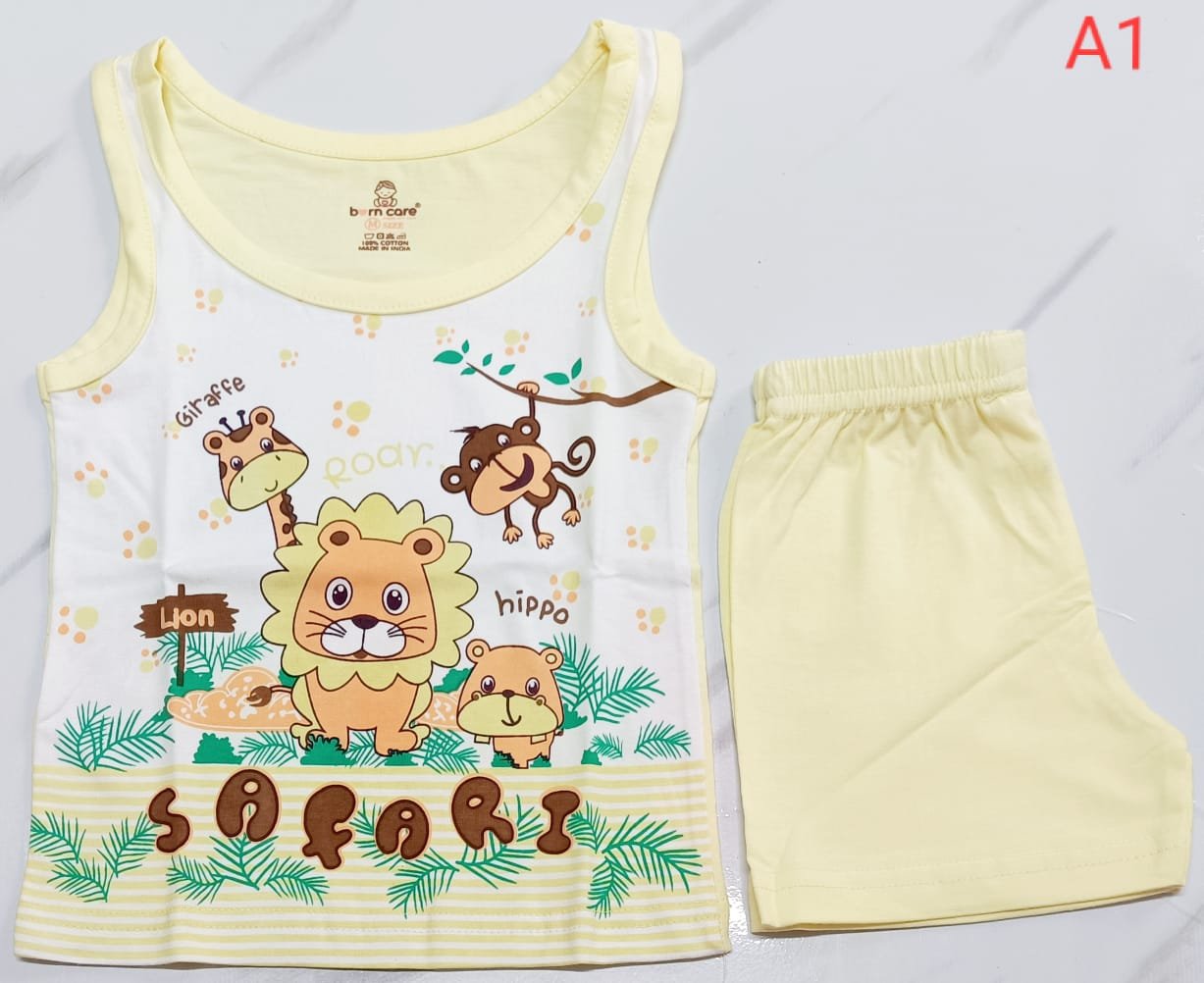 Cotton Jabla with Trouser Set - Animals Print - Yellow, 6 - 12 M image