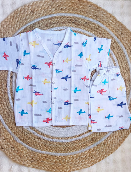 Muslin Co ord Set - Airplane Print image 0