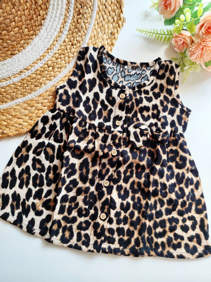 Muslin Hip Cut Frock - Cheetah