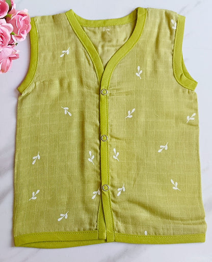Muslin Colored Jablas - Green Leaf