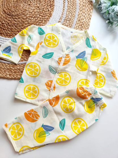 Muslin Night Suits - Lemon