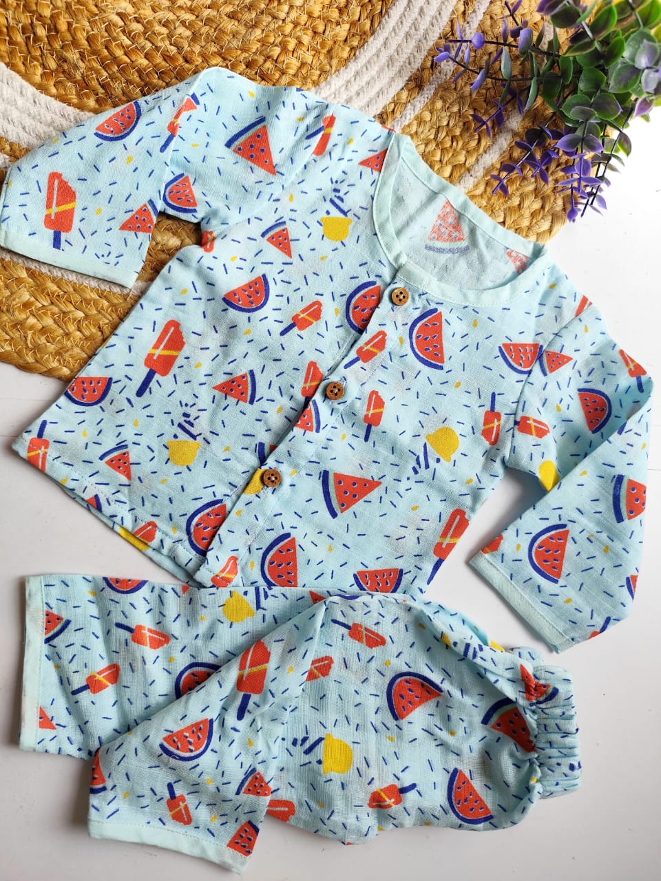 Muslin Premium Night Suits - Watermelon Print (BUY 2 GET 1 FREE) image 0