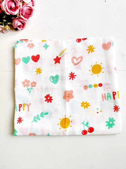 Muslin Bath Towels - Happy Print (70*145 cm) image 0