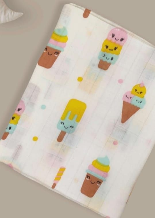 Muslin Bath Towels - Icecream Print (70*145 cm)