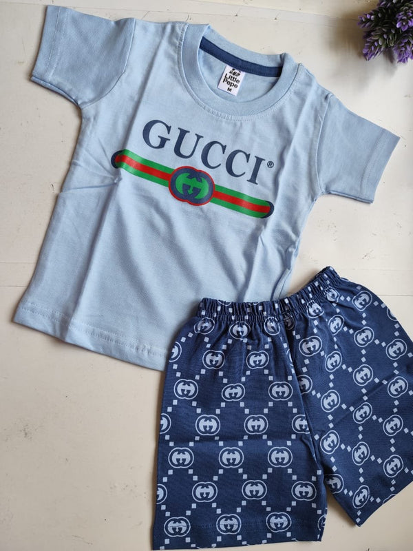 Gucci Print Top & Bottom Set - Blue
