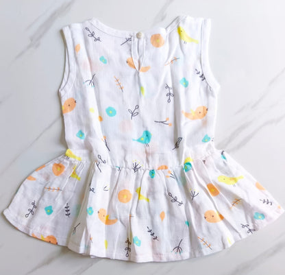 Muslin Back Button Frocks (0 - 6 Months) - Bird & Twig Print image