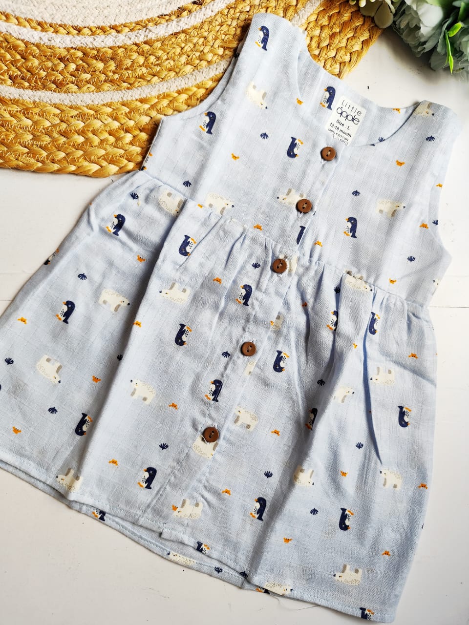 Printed Muslin Frock - Penguin Print image 0
