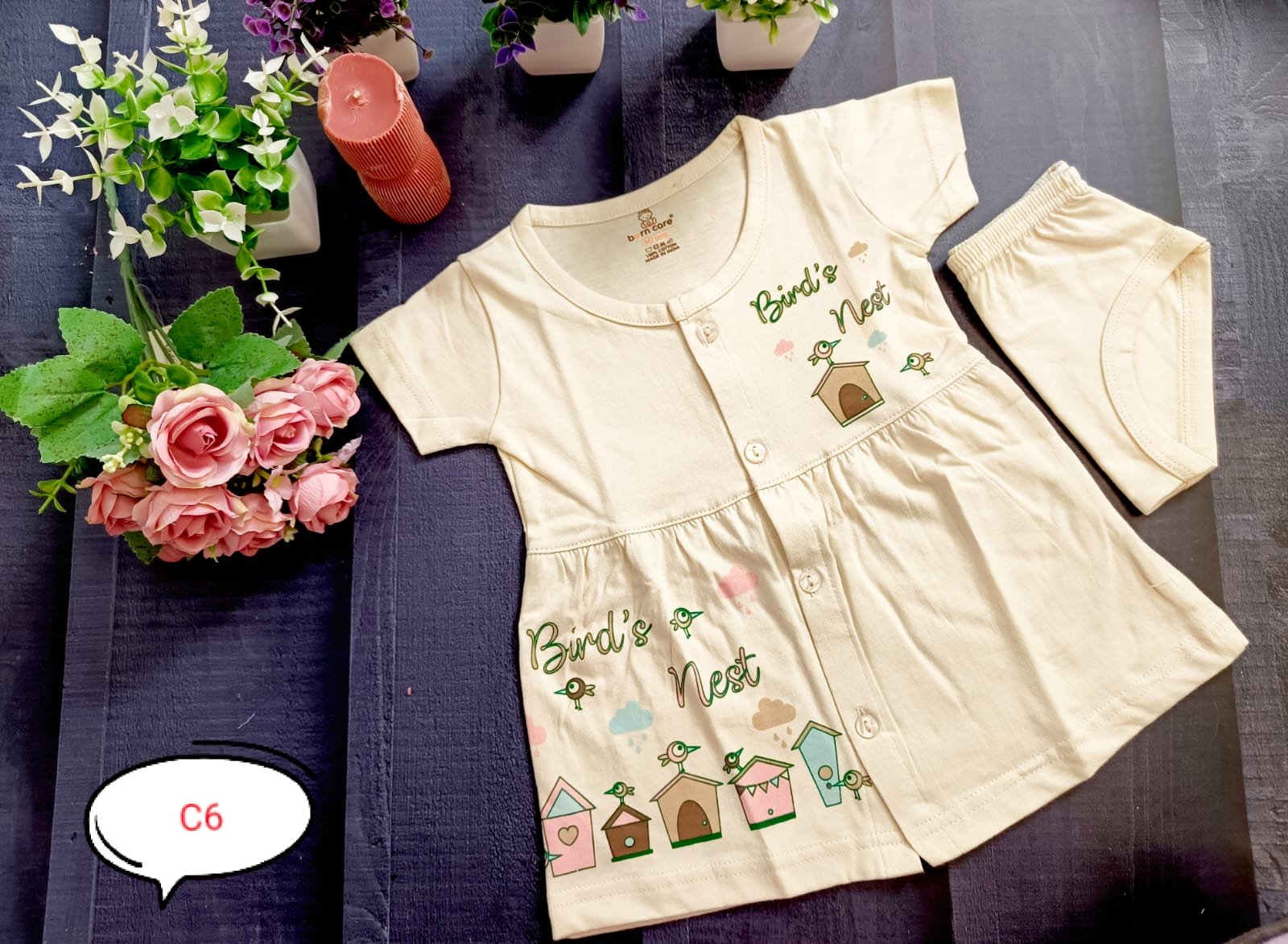 Cotton Frock - Bird's Nest Print image 1