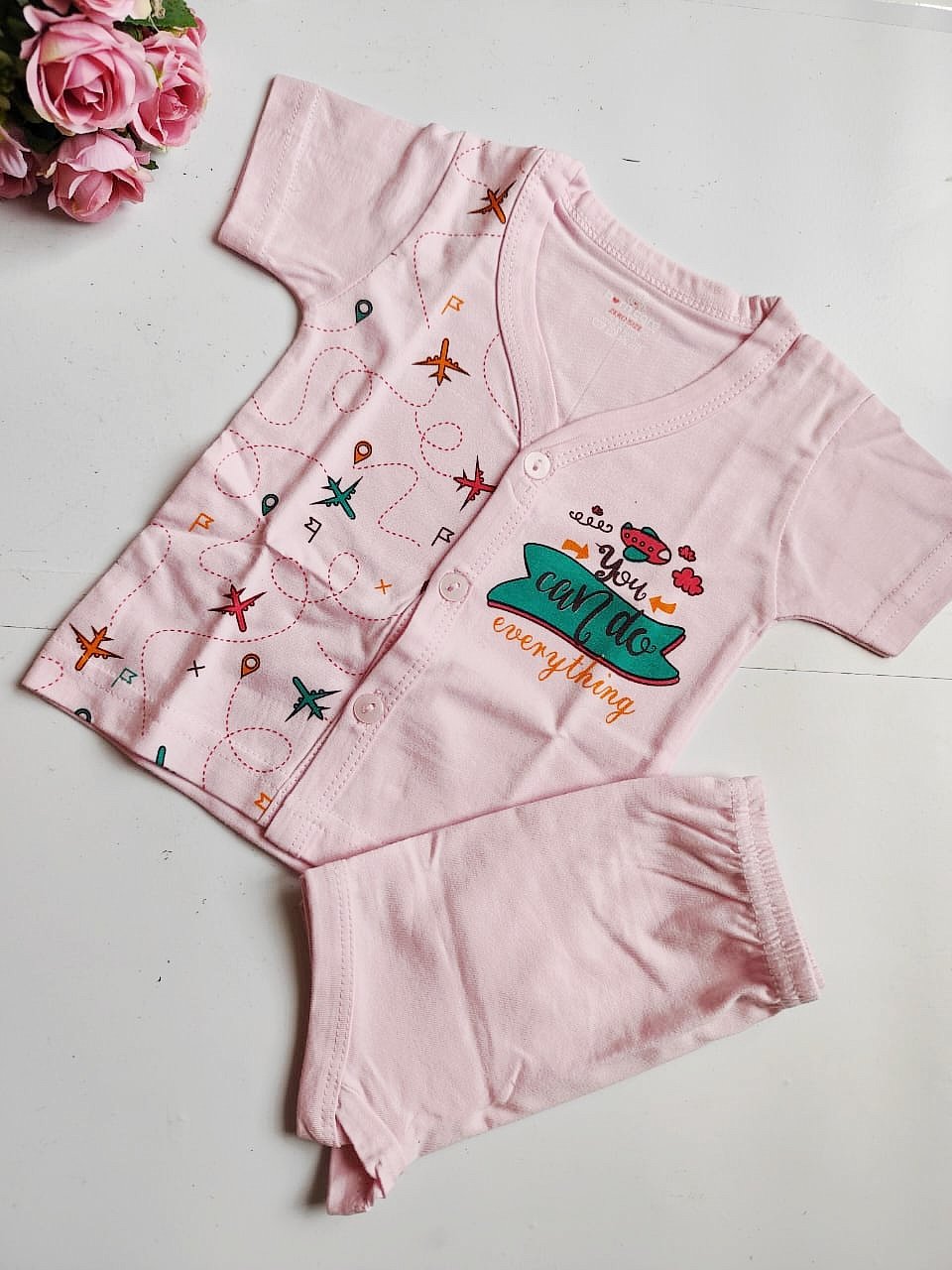 Unisex Cotton Top &amp; Bottom  Set - You can do Everything Print (0 - 3 Months) image 3