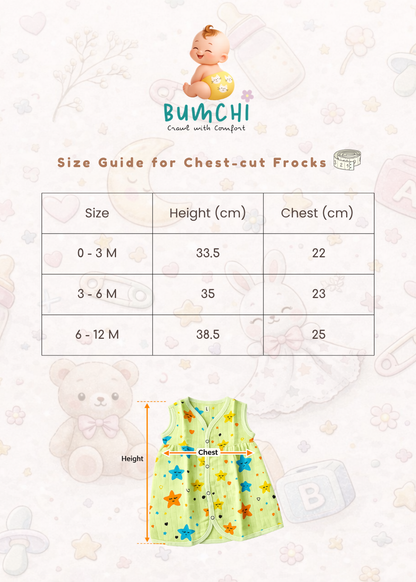 Muslin Colored Chest Cut Frock - Blue Vehicles