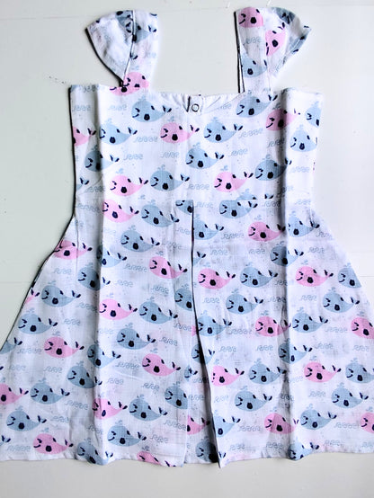 Muslin Strap Frocks - Dolphin Print, 12 - 18 M image