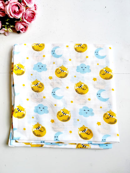 Muslin Swaddle - Cat & Moon Print image 1