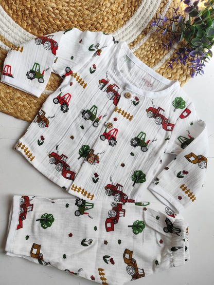 Muslin Premium Night Suits - Vehicles Print (BUY 2 GET 1 FREE) image 0