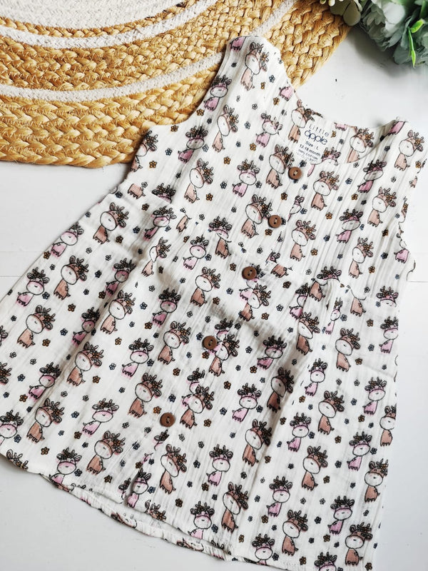 Muslin Frock - Cow Print