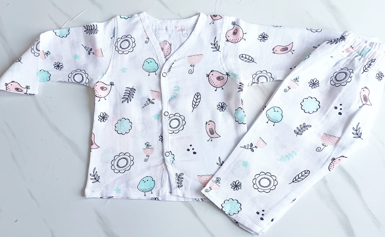 Muslin Night Suit - Bird Print image 0