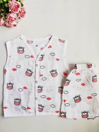 Muslin White Co-Ord Sets - Cow Print - 0 - 6 M image