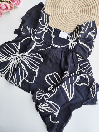 Muslin Girls Co Ord Set - Black