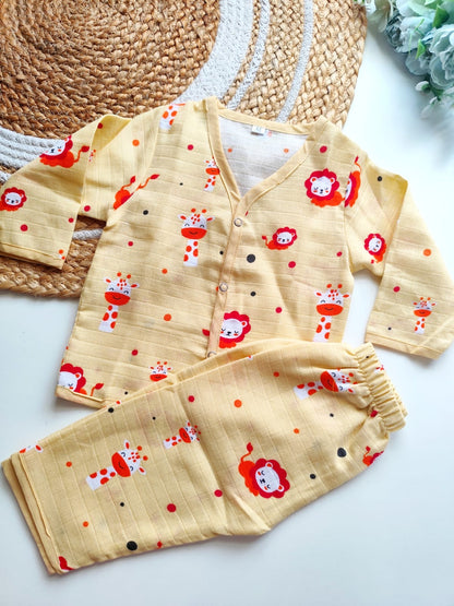 Muslin Night Suits - Mustard Lion