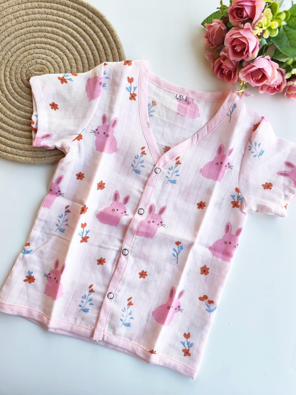 Half Sleeve Muslin Jabla - Bunny