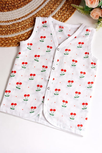 Muslin Button Jablas - Cherries