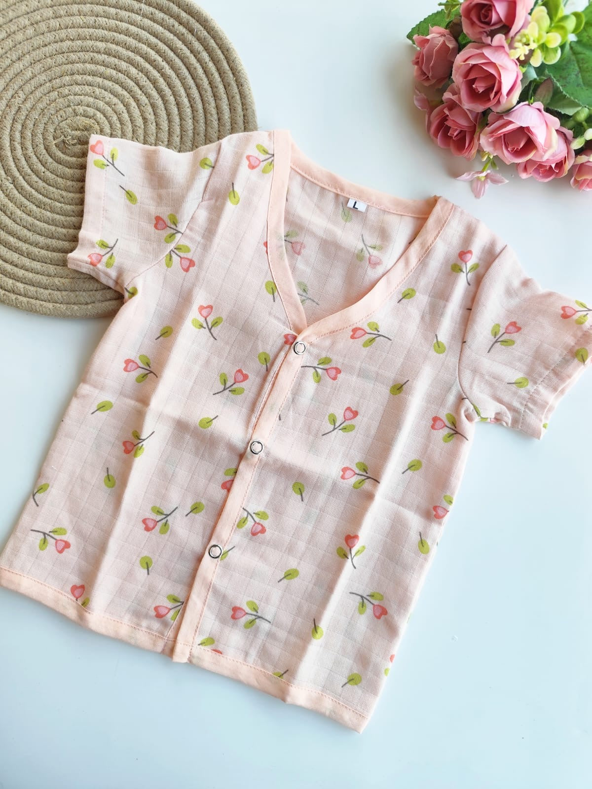 Half Sleeve Muslin Jabla - Floral