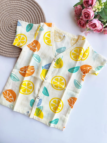 Half Sleeve Muslin Jabla - Lemon