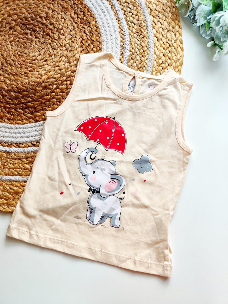 Kids Sleeveless Cotton Top - Little Elephant