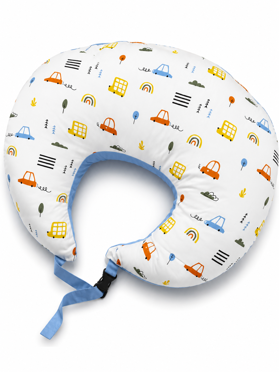 Organic Cotton Feeding Pillow - Vehicles Blue