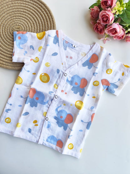 Half Sleeve Muslin Jabla - Elephant